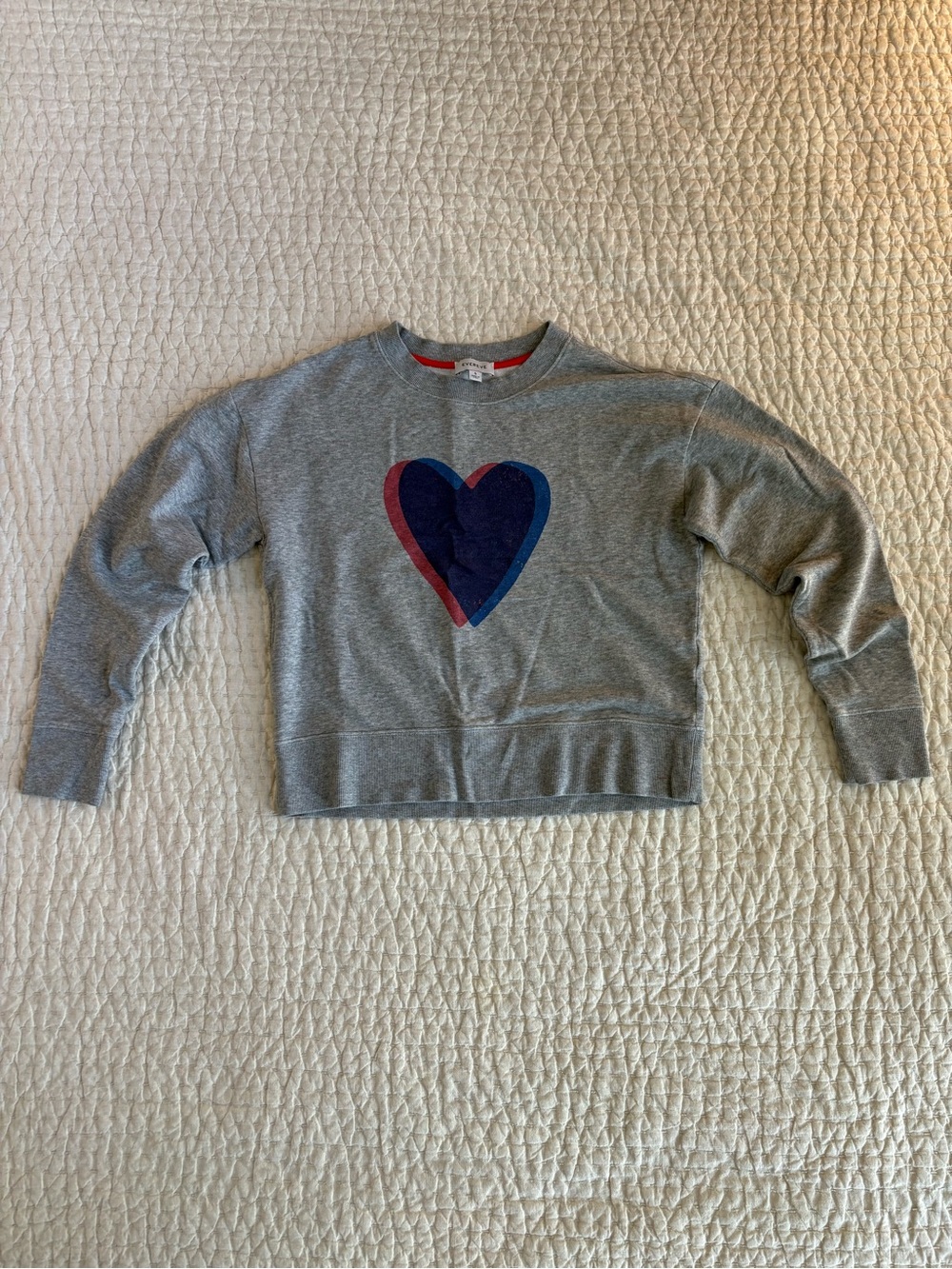 Evereve Gray Crewneck Heart Sweatshirt